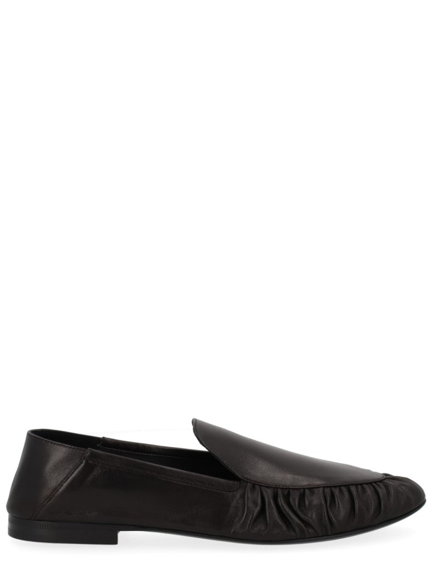 Saint Laurent Black Lambskin Alain Ruched Moccasins