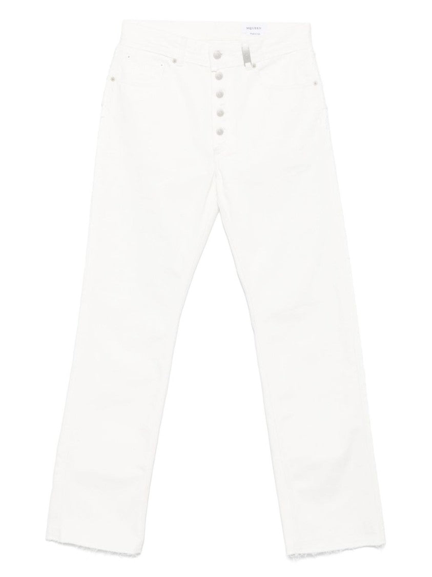 Alexander Mcqueen White Raw Cut Jeans With Modern Fit