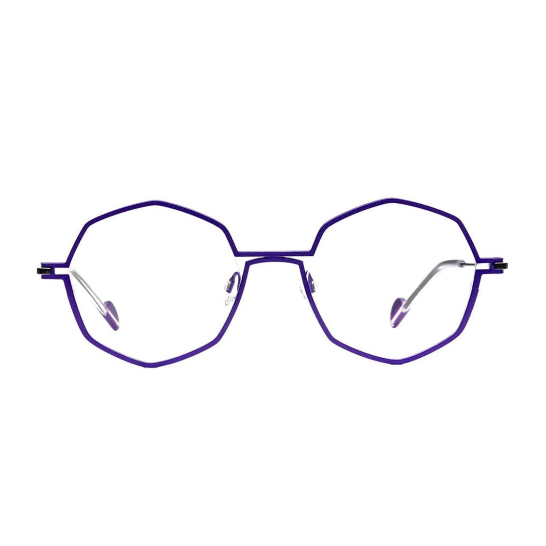 Deflomas Eyewear Purple Silver Metal Geometric Octagonal Sunglasses