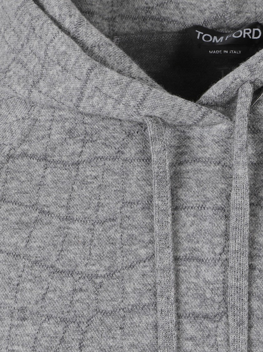 Tom Ford Cropped Knit Sweater With Textured Grid Pattern