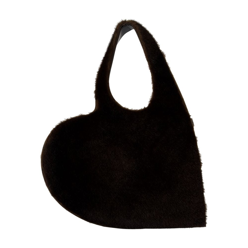 Coperni Heart-Shaped Shoulder Bag In Plush Faux Fur