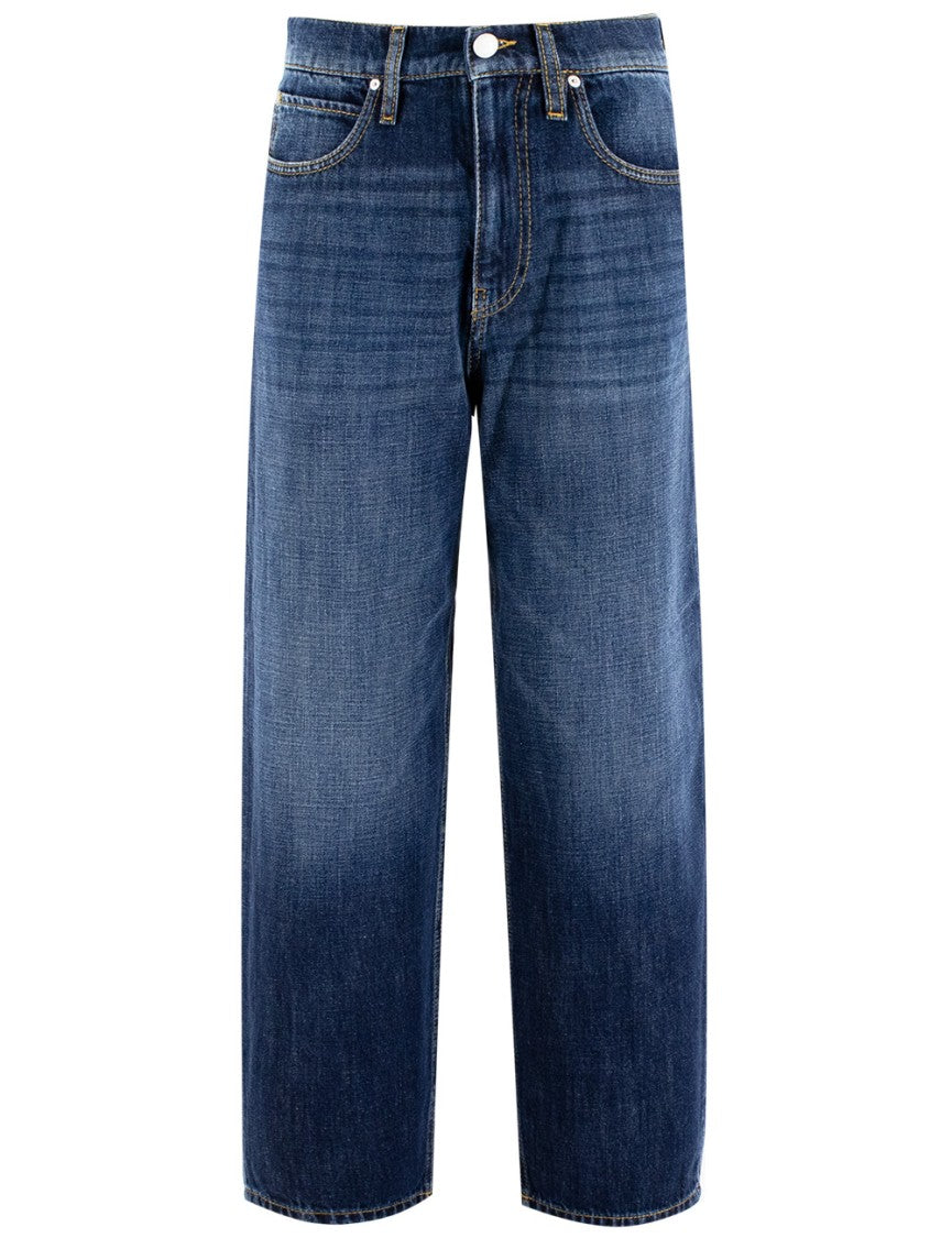 Pinko High-Waisted Wide-Leg Jeans In Vintage Wash