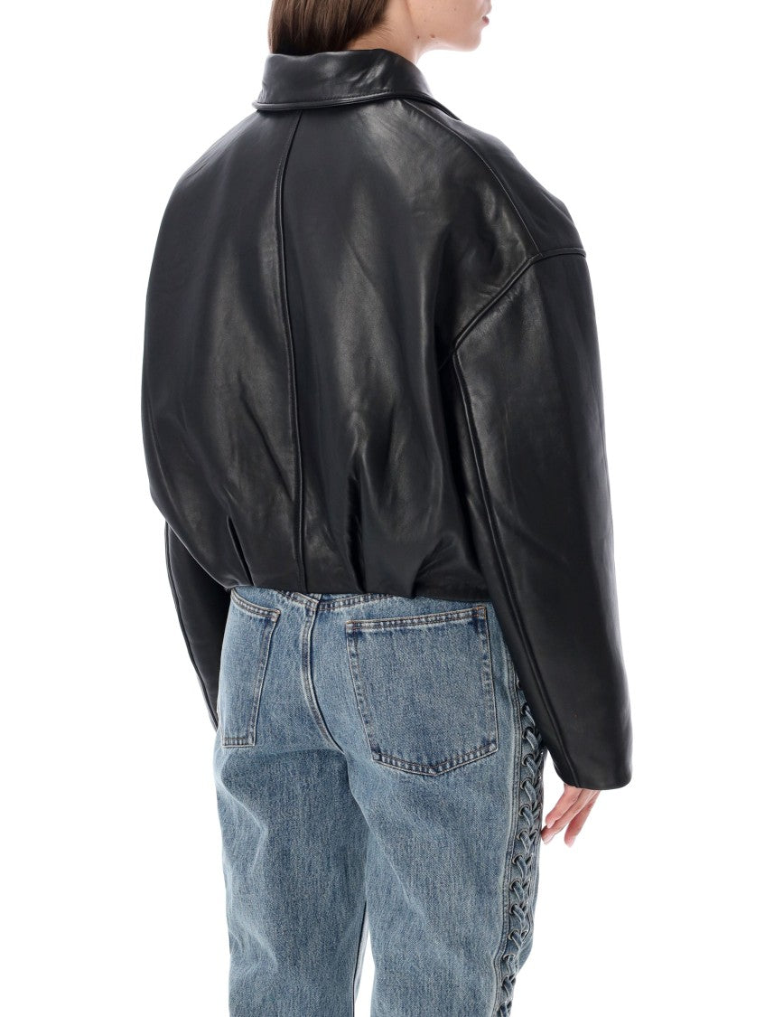 Rotate Bonded Boxy Leather Oversized Jacket