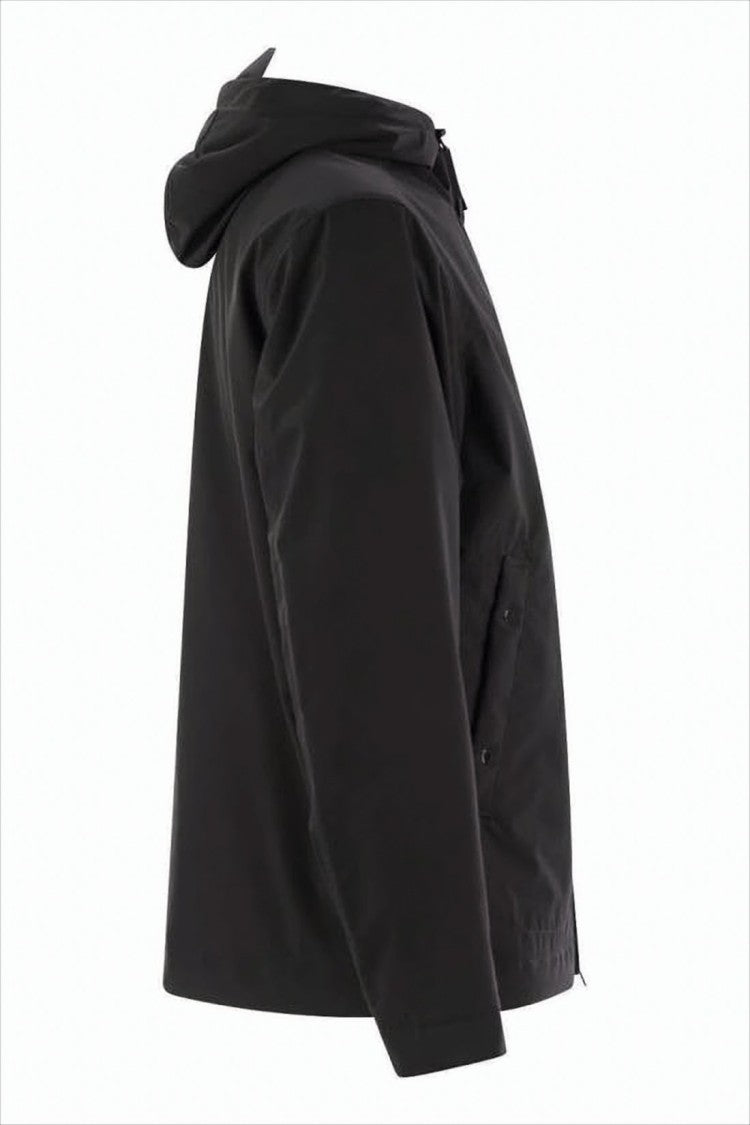 Stone Island Black Padded Jacket With Hood And Logo Patch