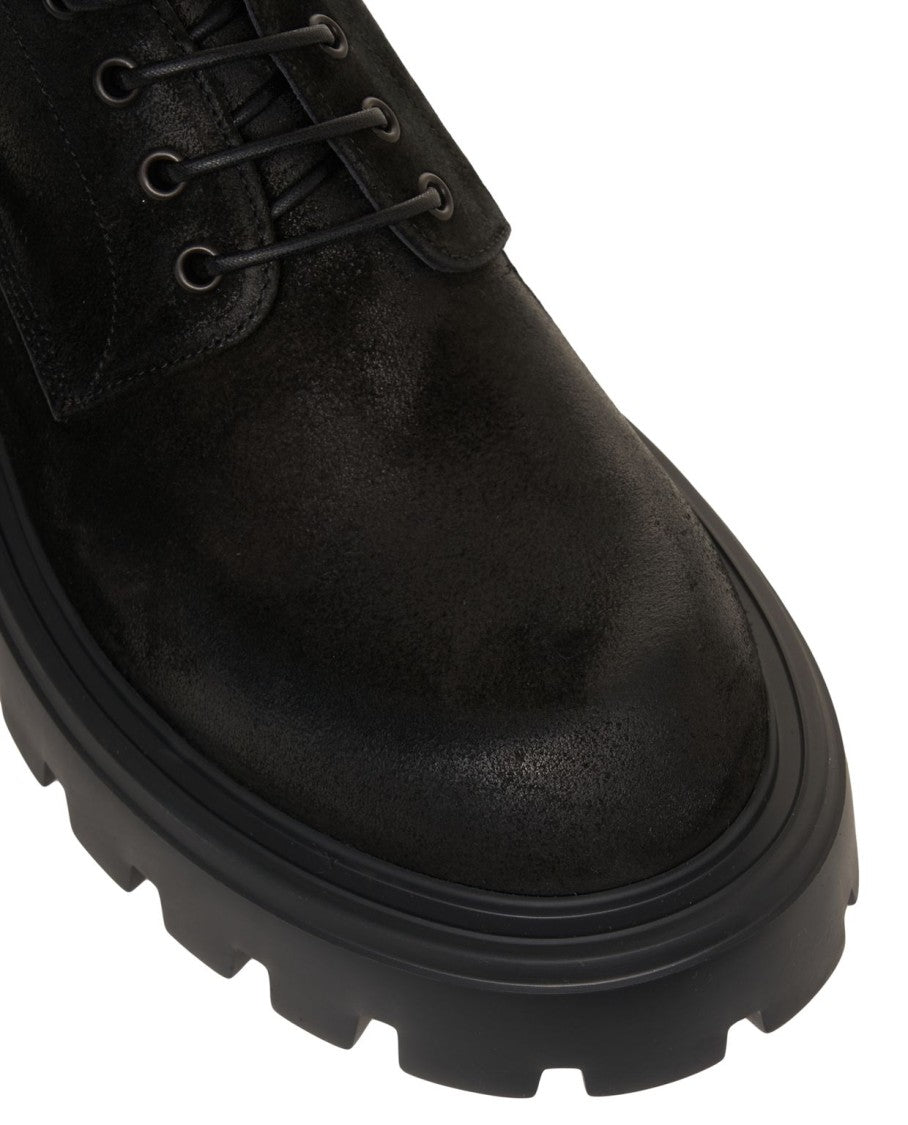 Mattia Capezzani Black Suede Lace-Up Shoes With Sole Design