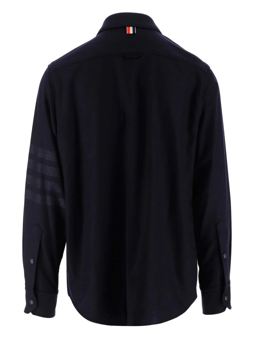 Thom Browne Long Sleeve Button-Up Shirt With Cashmere-Wool Blend