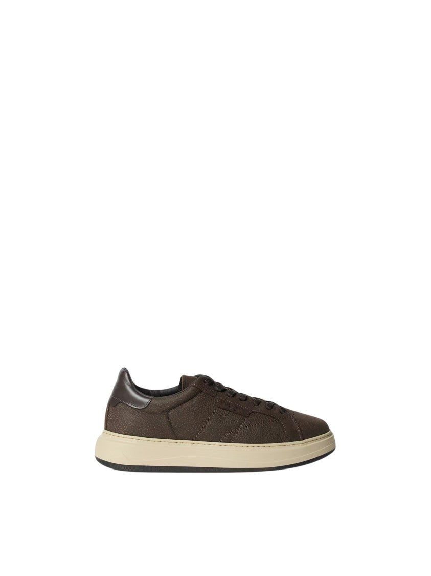 Woolrich Dark Brown Arrow Bovine Leather Low-Top Sneakers