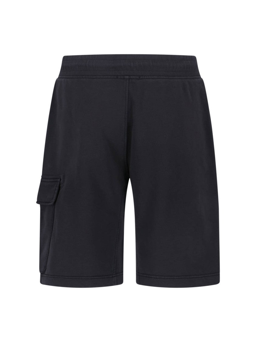 C.P. Company Straight-Cut Black Shorts With Structured Waistband And Functional Pockets