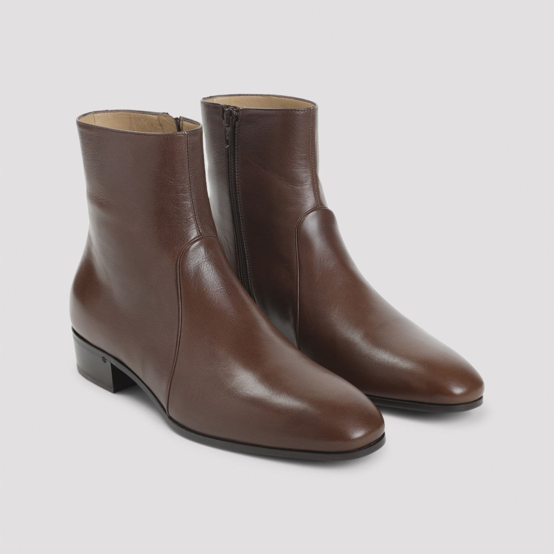 Valentino Garavani Brown Leather Ankle Boots With Pointed Toe
