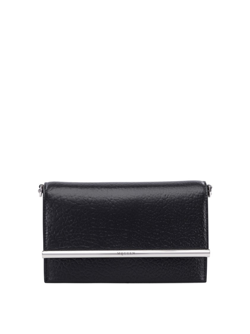 Alexander Mcqueen Textured Black Lamb Leather Clutch