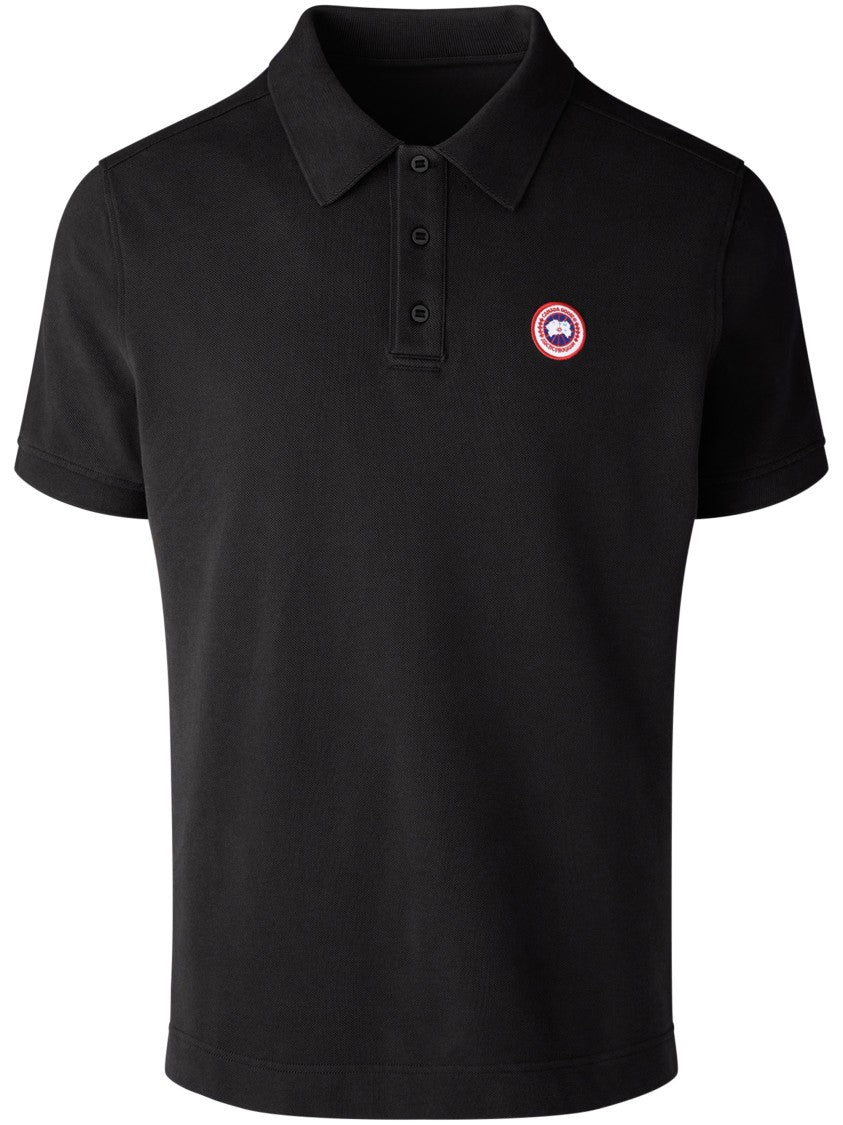 Canada Goose Fitted Black Cotton Polo With Ribbed Collar