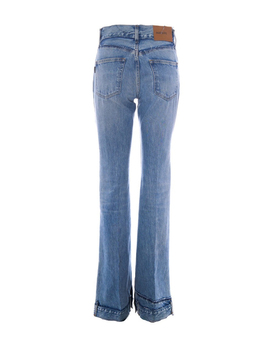Haikure Flare Jeans With High Waist And Frayed Hem Accents