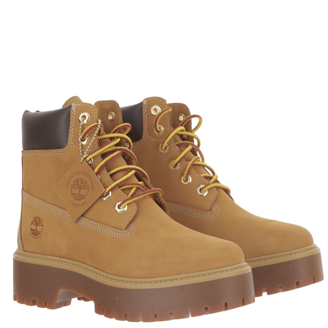 Timberland Brown Chunky Leather Ankle Boots With Waterproof Design