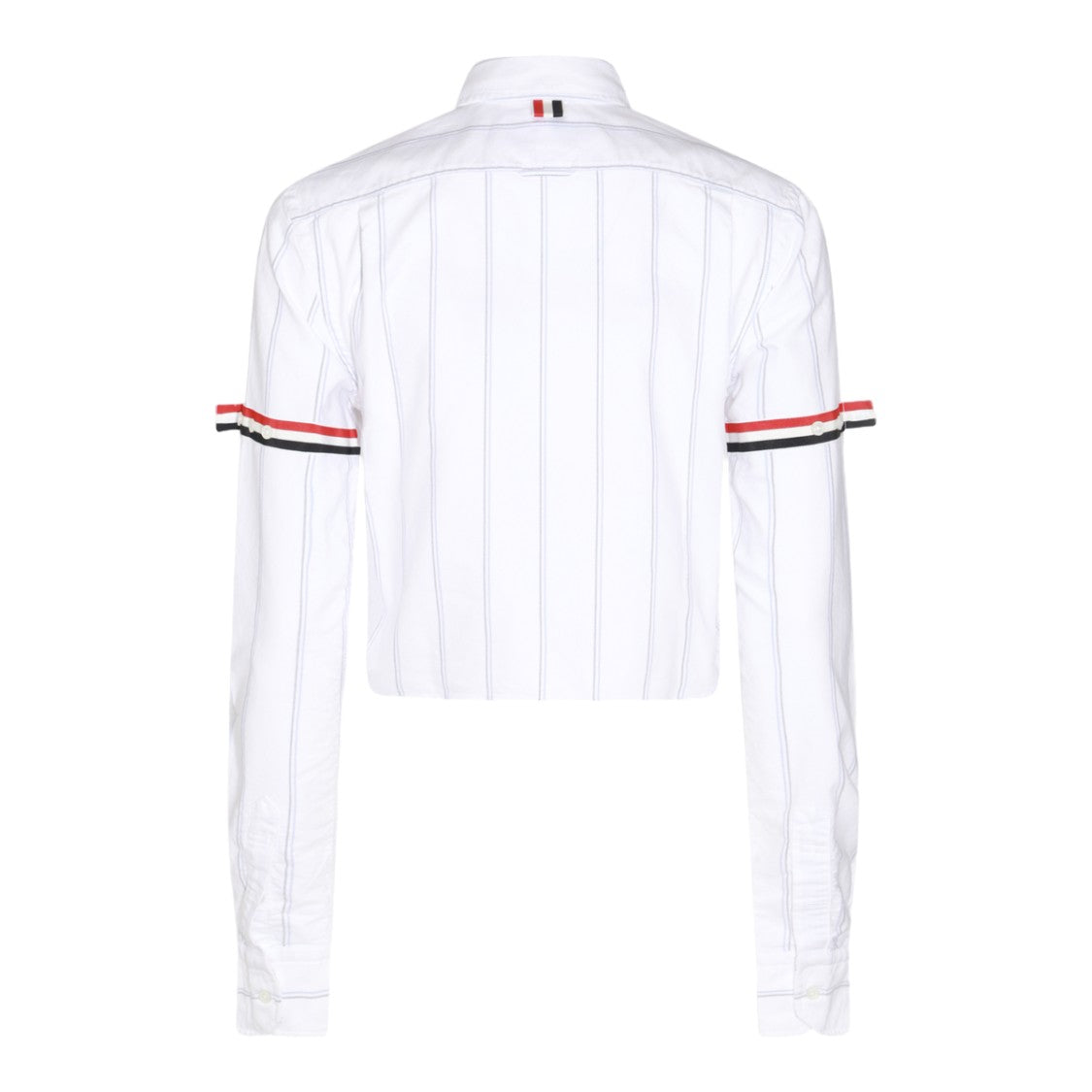 Thom Browne Cropped White Shirt With Vertical Pinstripes