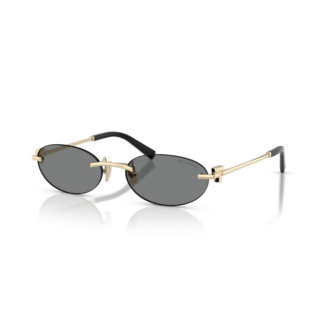 Tiffany & Co. Oval Rimless Sunglasses With Gold-Tone Metal Frame