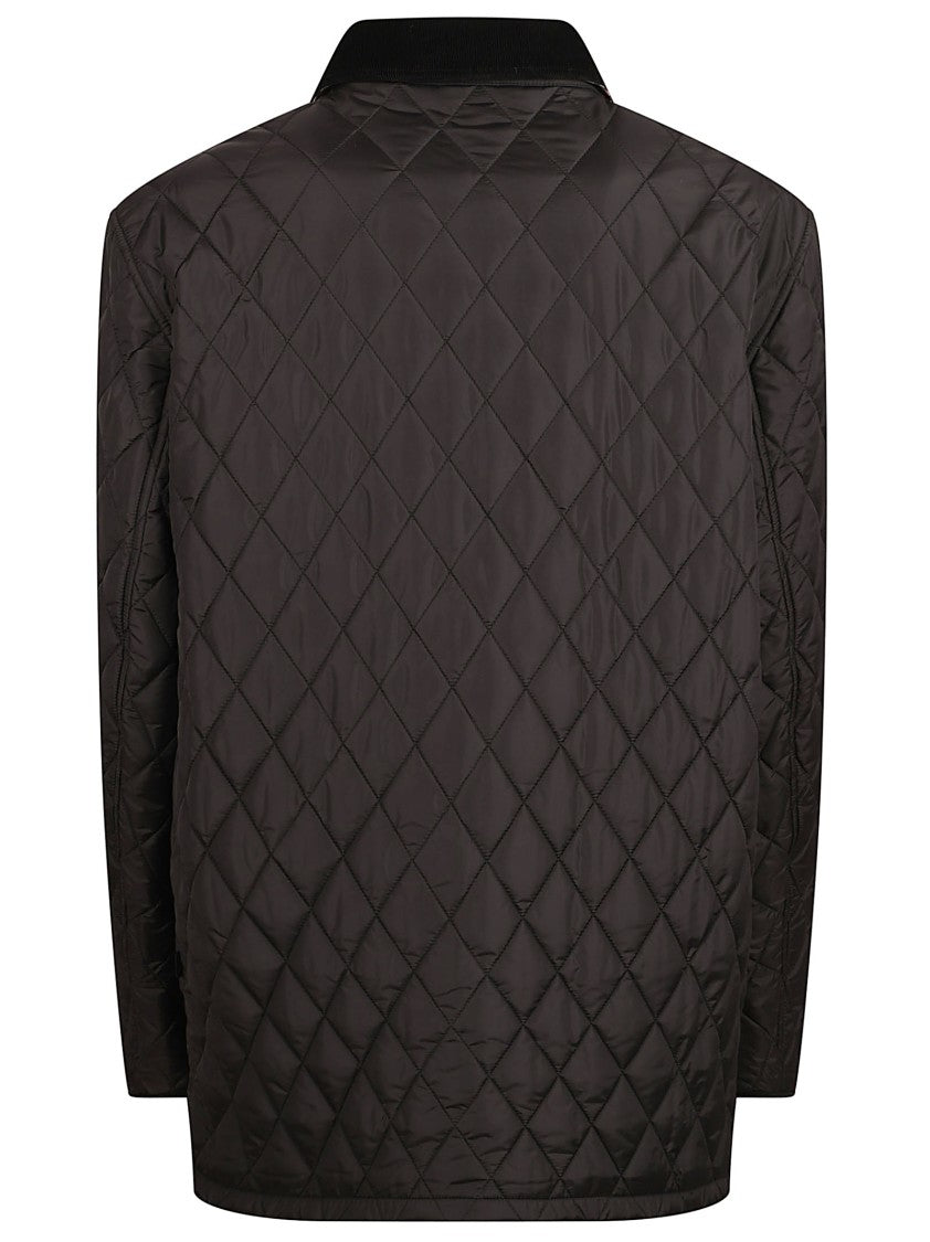Burberry Diamond Quilted Jacket With Corduroy Collar