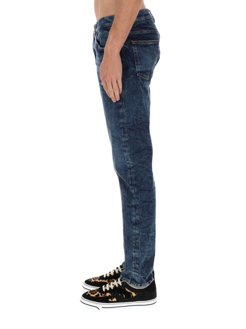 Dolce & Gabbana Blue Cotton Blend Whiskering Jeans