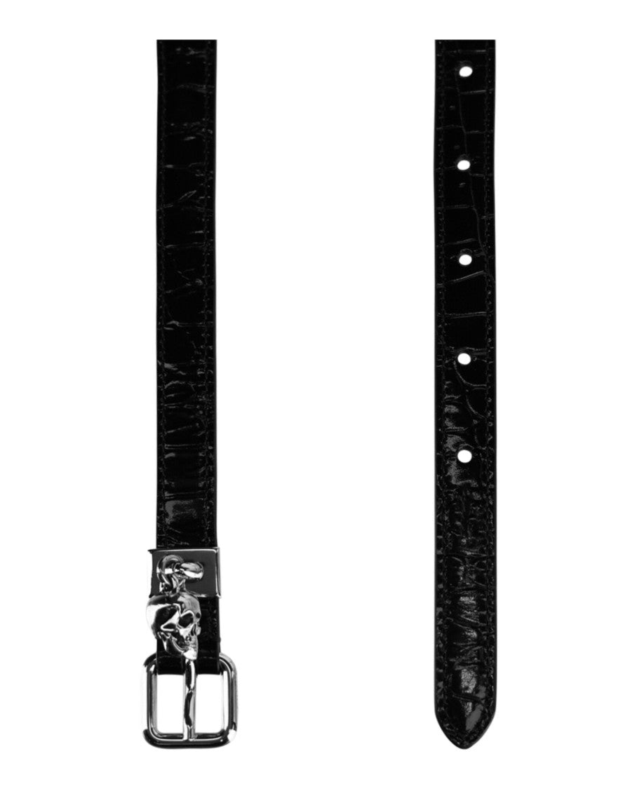 Alexander Mcqueen Skull Croc Embossed Double Belt