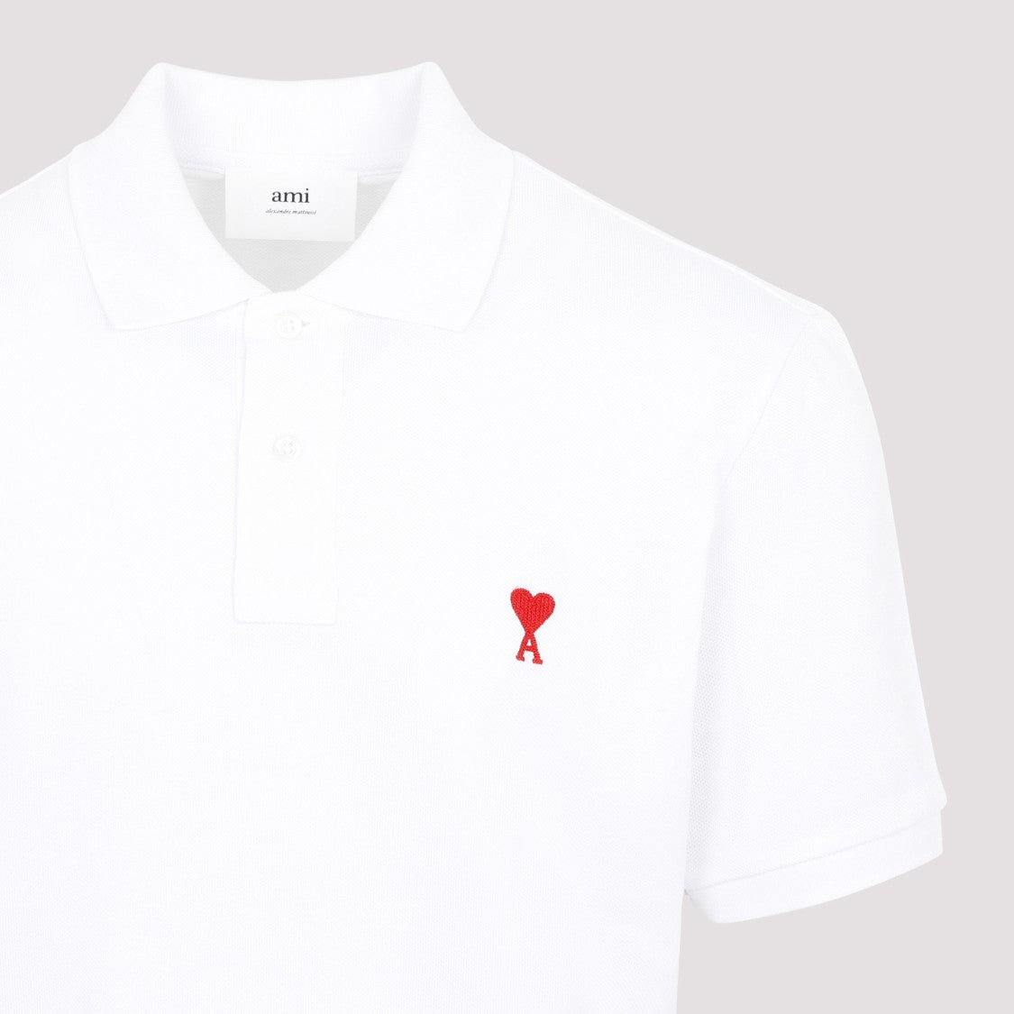 Ami Paris White Polo Shirt With Logo Embroidery
