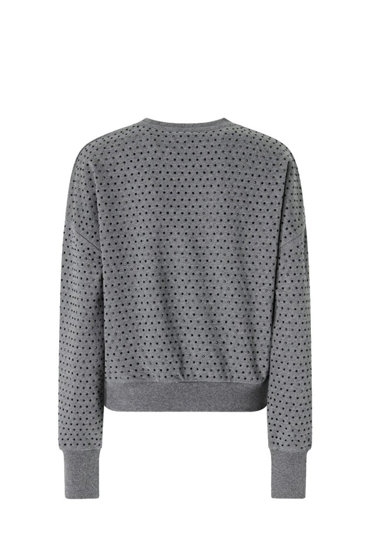 Pinko Grey Cotton Studded Sweatshirt