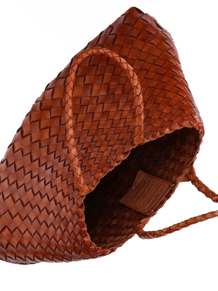 Dragon Diffusion Brown Santa Croce Woven Leather Handbag