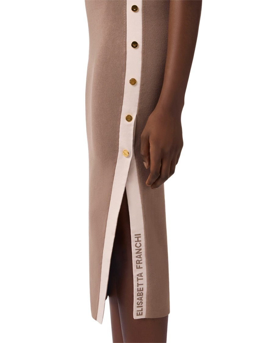 Elisabetta Franchi Sleeveless Bodycon Midi Dress With Side Slit