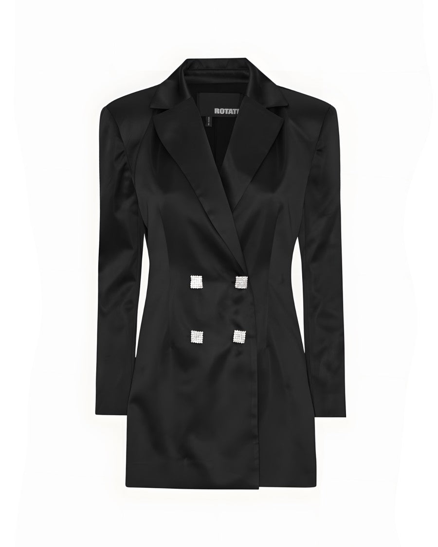 Rotate Black Satin Blazer Dress