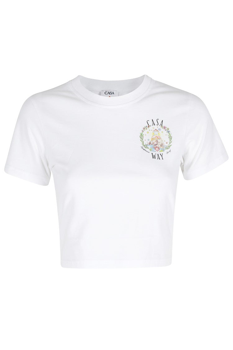 Casablanca White Casa Way Graphic-Printed Cotton T-Shirt
