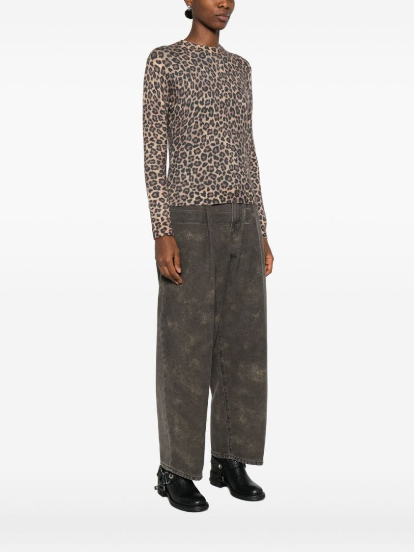 Mc2 Saint Barth Multicolored Wool-Blend Sweater With Leopard Print