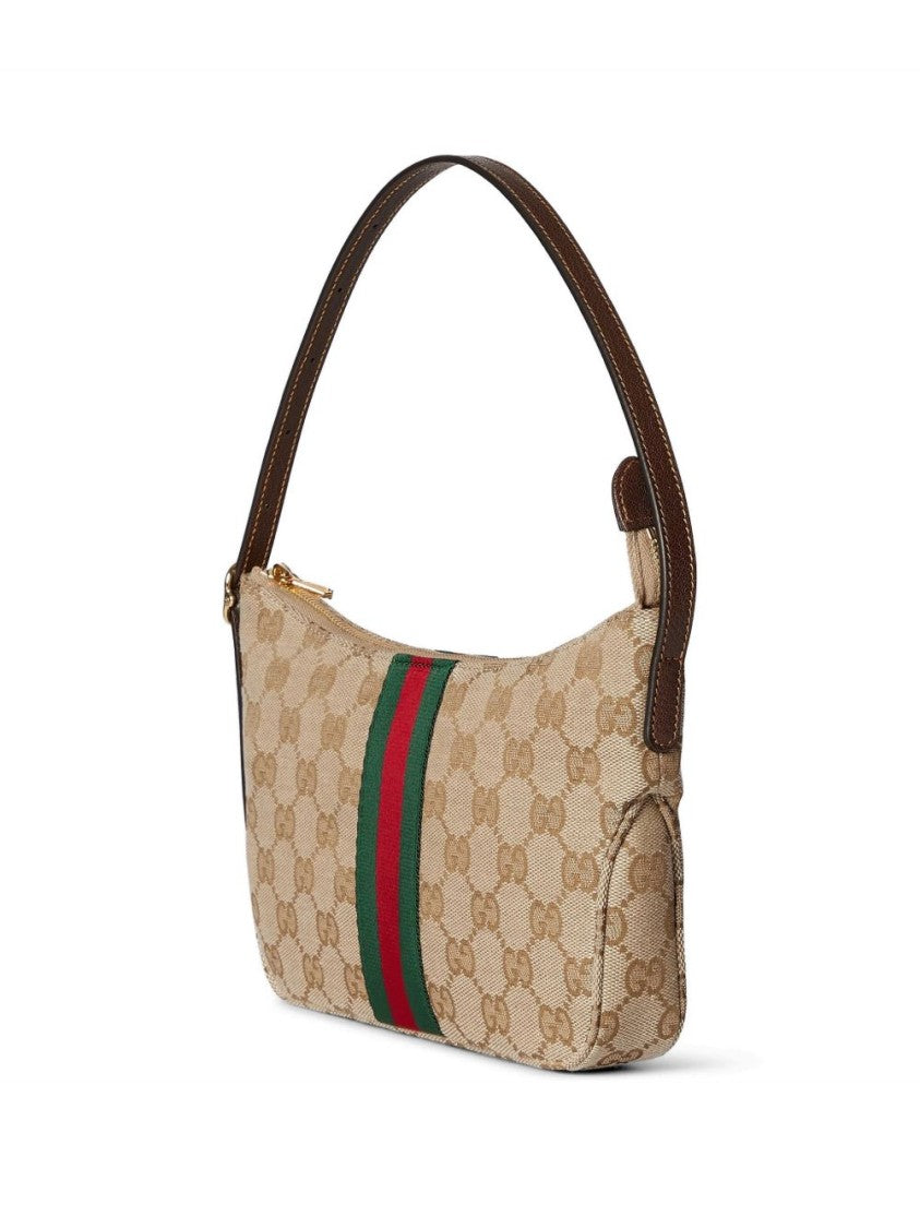 Gucci Sand Lunetta Gg Canvas Web Crossbody Bag