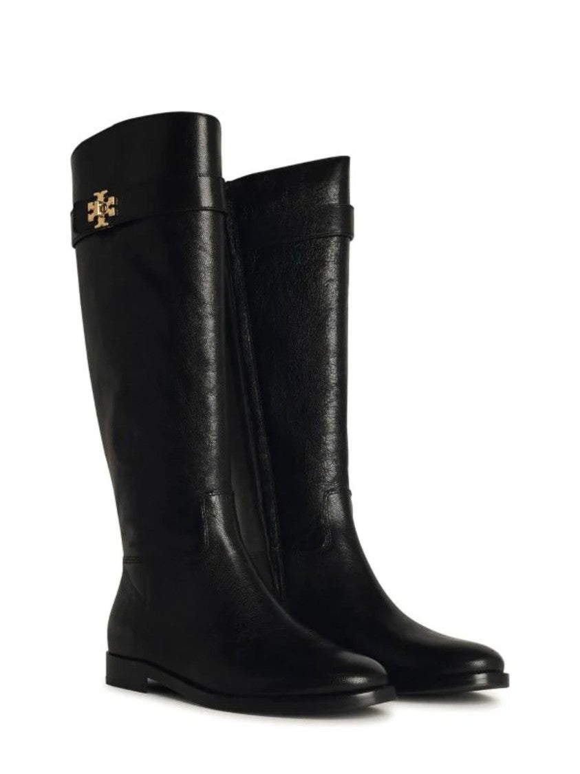 Tory Burch Black Smooth Leather Knee-High Boots