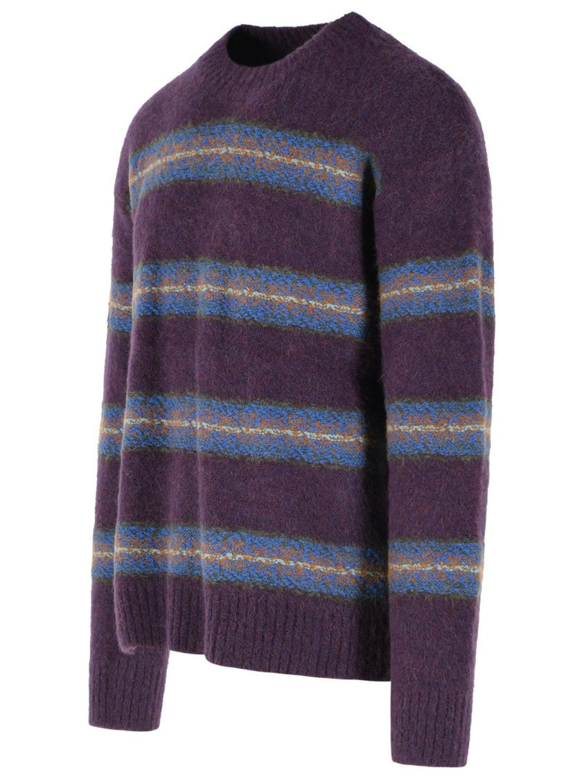 Dries Van Noten Alpaca Blend Sweater With Horizontal Striped Pattern