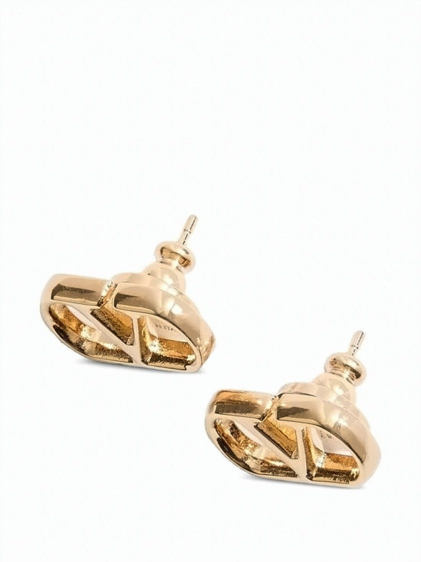 Valentino Garavani Gold-Tone Brass Stud Earrings With Open Oval Design