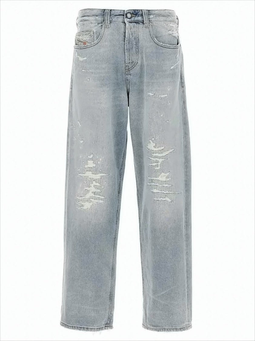 Diesel Light-Wash Denim Pants With Distressed Details