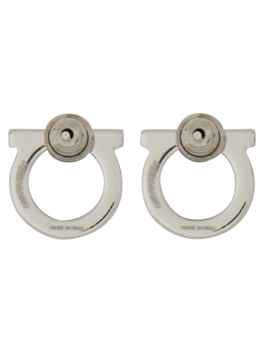 Ferragamo Rounded Horseshoe Design Earrings With Polished Finish
