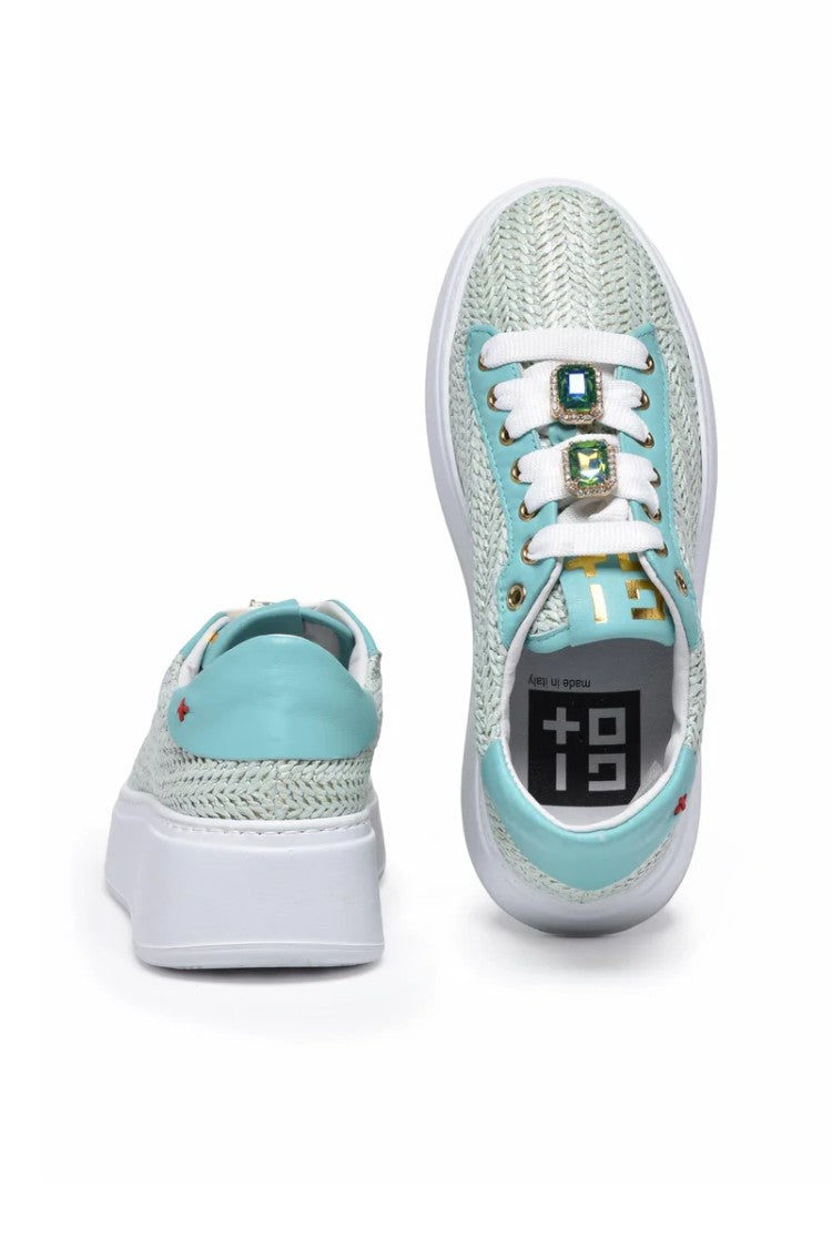 Gio + Aqua Leather Wedge Sneakers