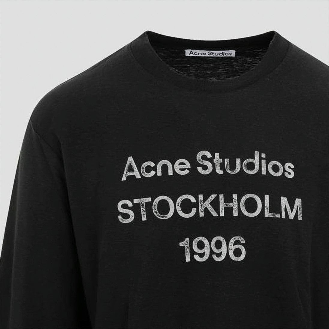 Acne Studios Classic Crew Neck Long-Sleeve Tee With Distressed Print