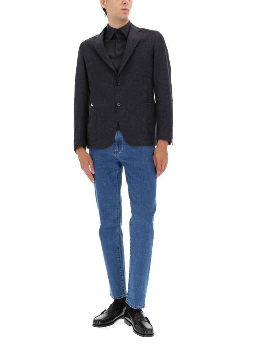 Zegna Tailored Grey Cashmere-Wool Blend Jacket With Minimal Seams