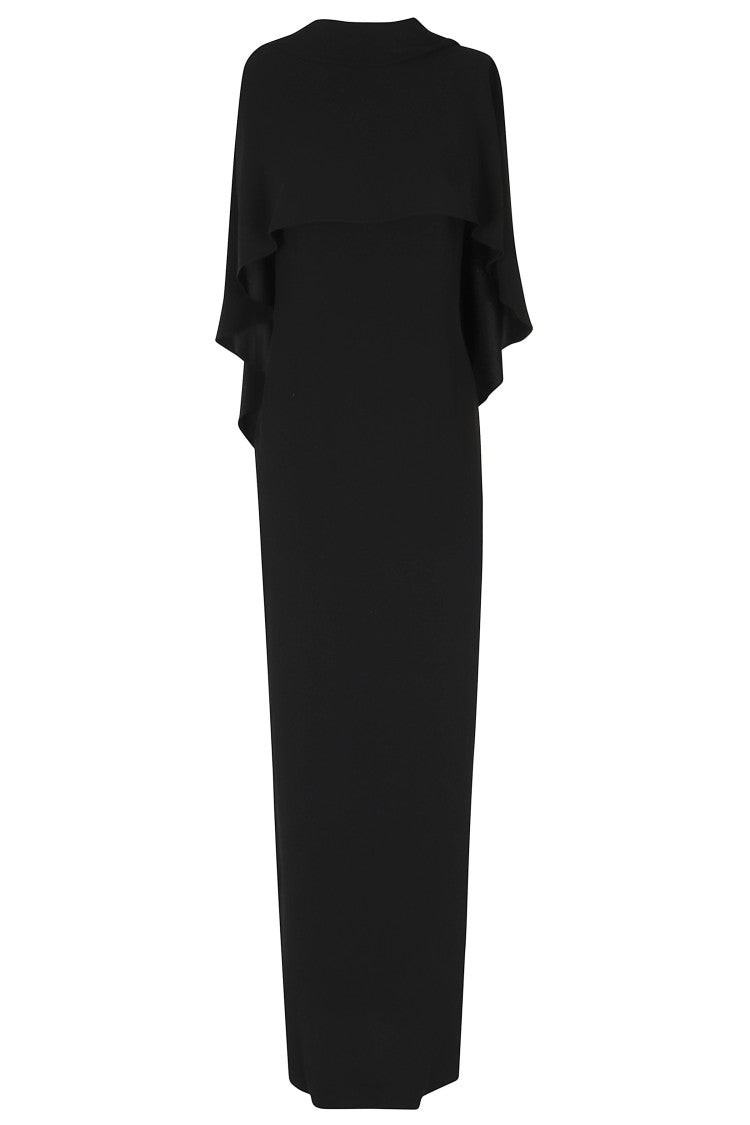 Alberta Ferretti Black Enver Satin Pleated Belted Viscose Dress