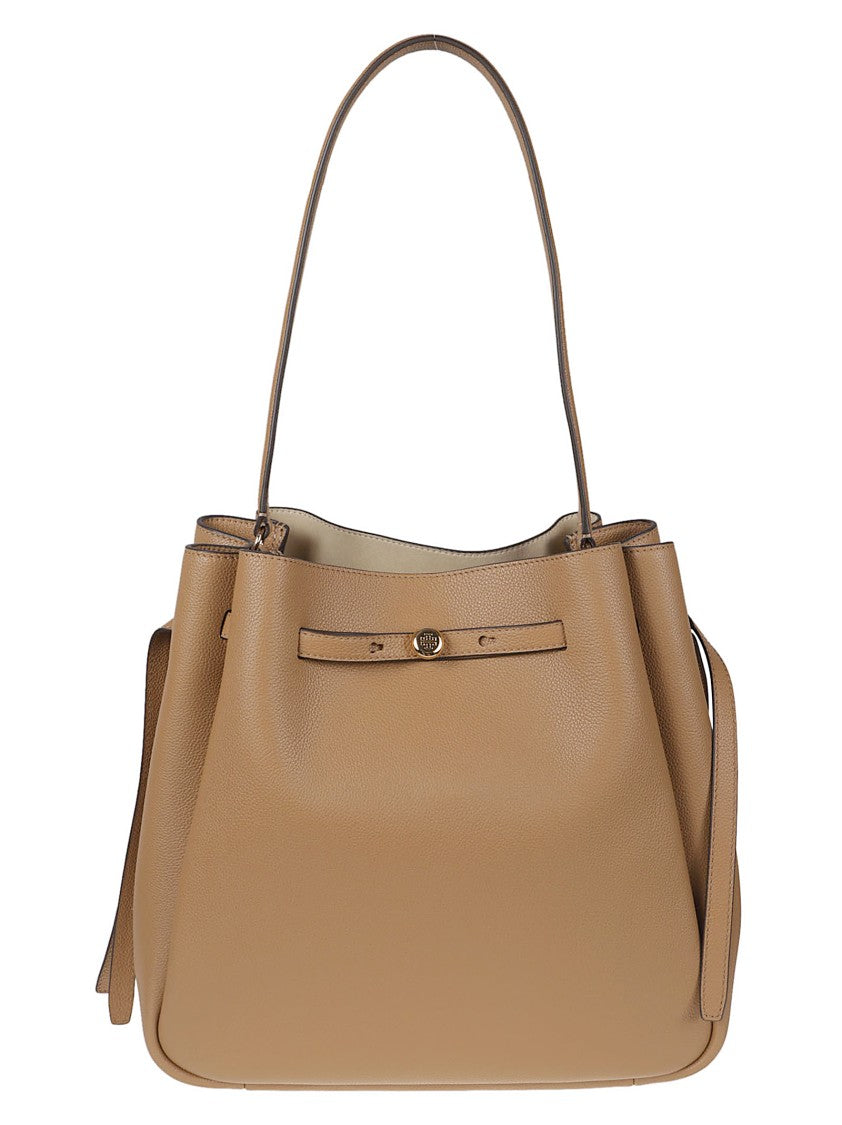 Tory Burch Black Leather Romy Bucket Bag
