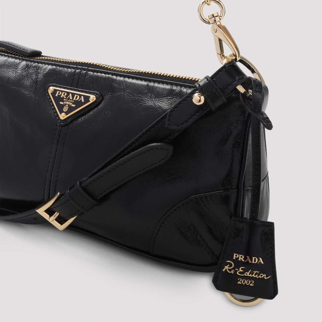 Prada Calf Leather Handbag With Gold-Tone Chain Strap
