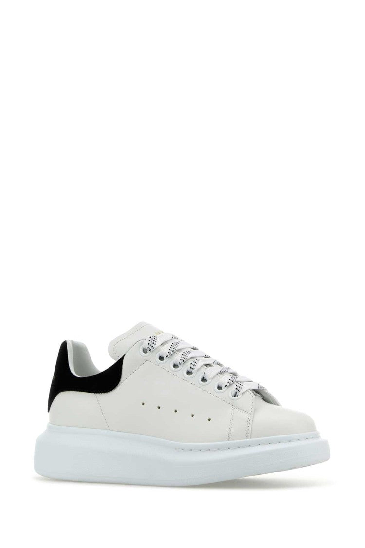 Alexander Mcqueen White Leather Sneakers With Black Suede Heel