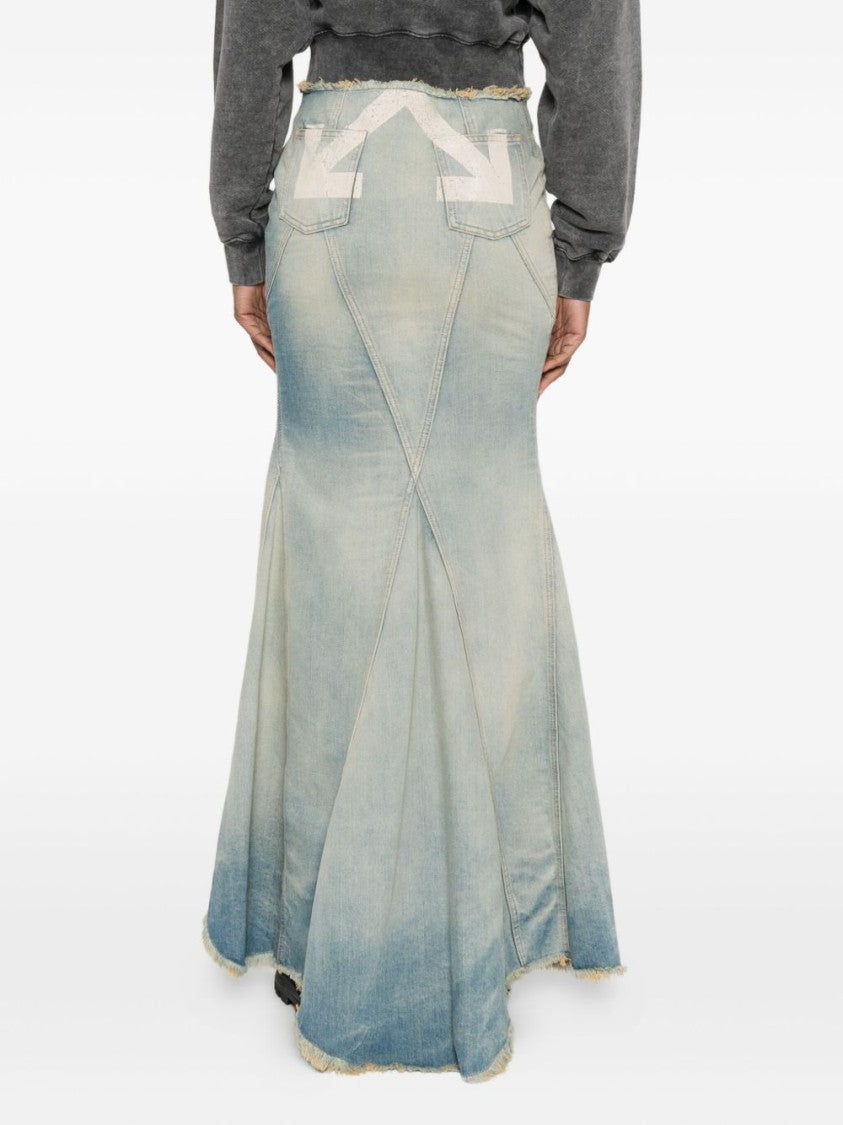 Off-White Flared Denim Maxi Skirt