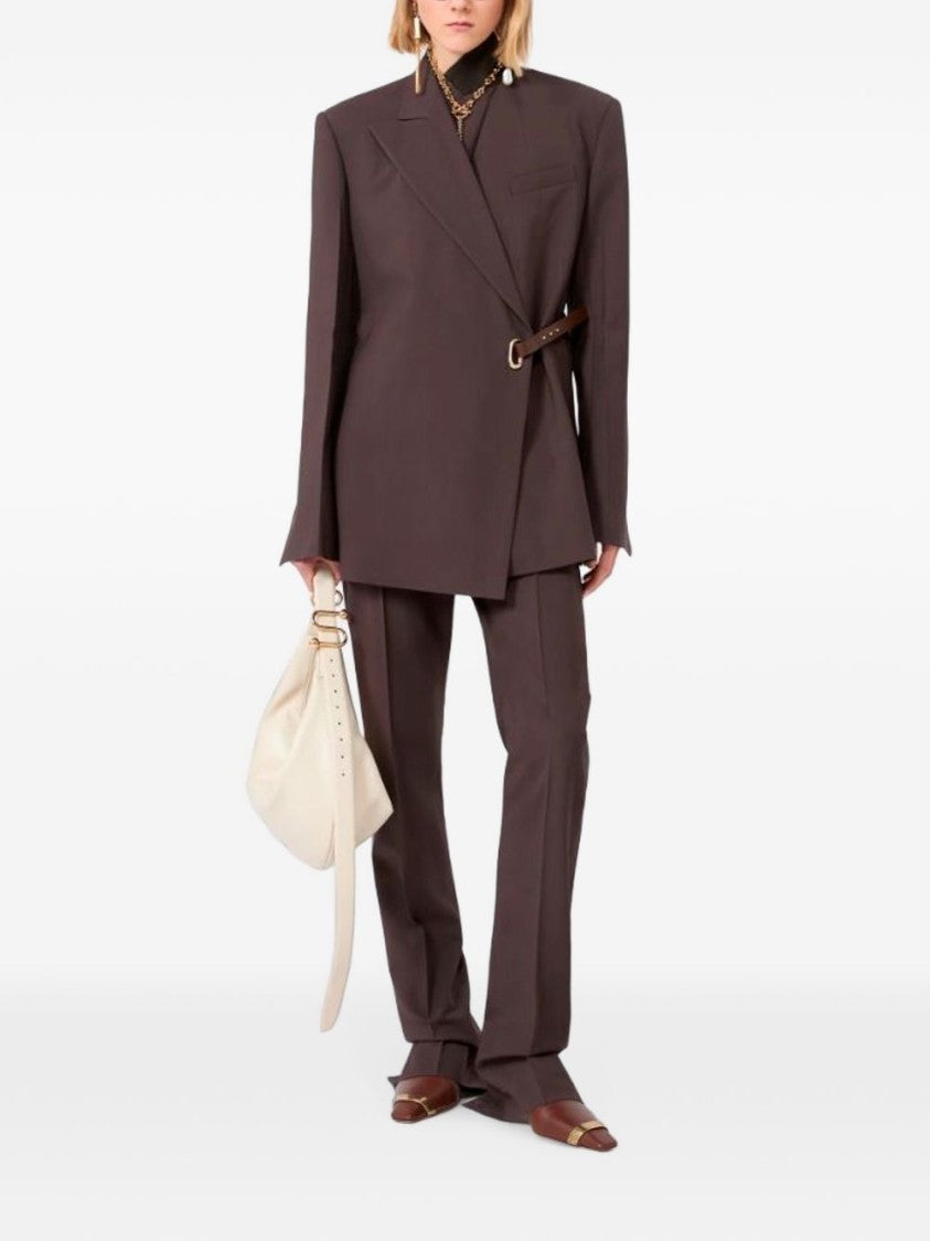 Sportmax Tailored Jacket With Asymmetrical Closure And Belted Detail
