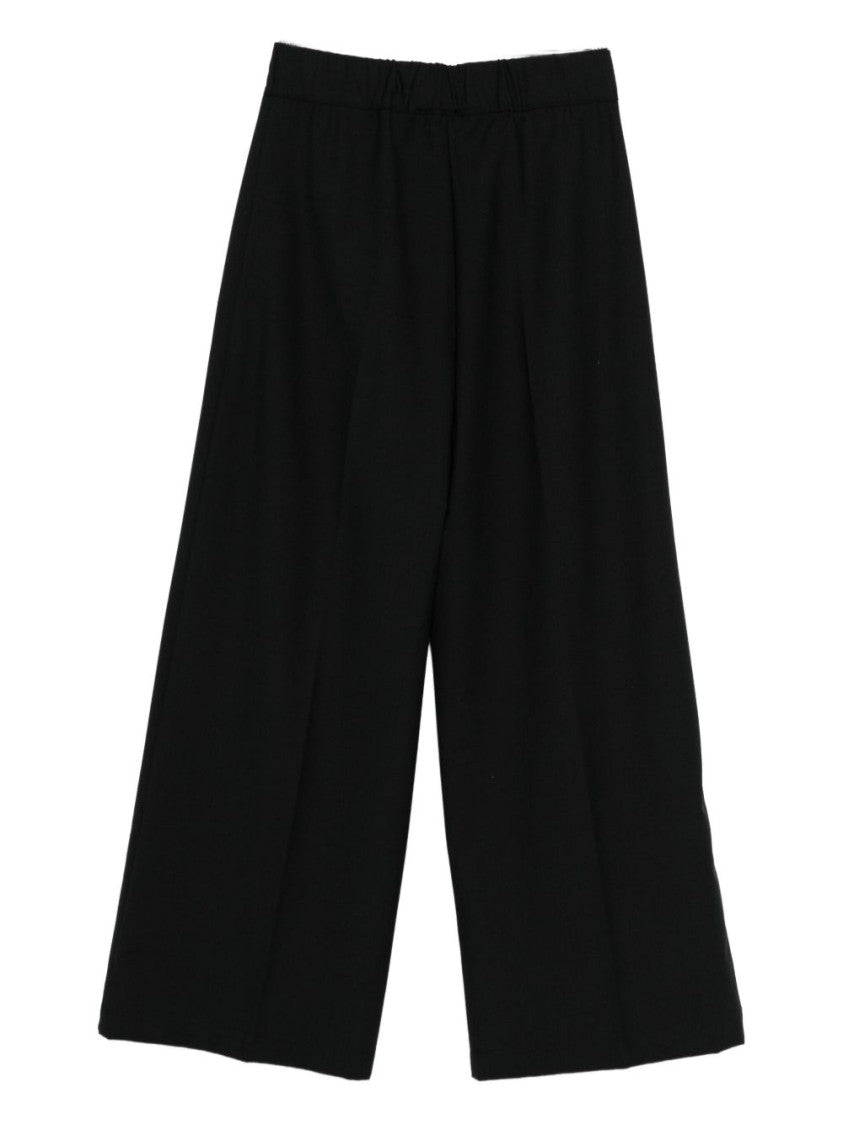 Semi Couture Wide-Leg Cropped Trousers With Elastic Waistband