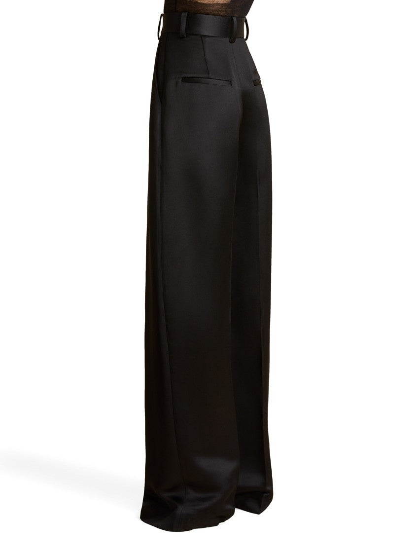 Khaite High-Waisted Wide-Leg Trousers In Luxurious Satin