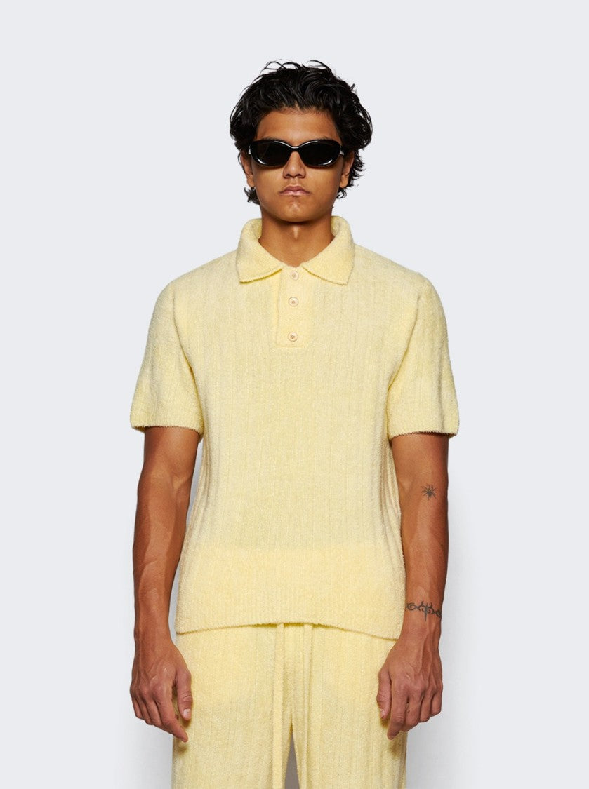 The Elder Statesman Chenille Rib Polo Shirt Butter