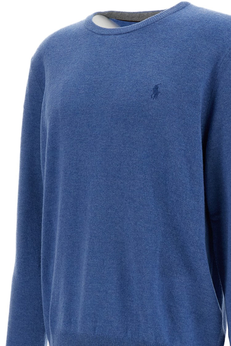 Polo Ralph Lauren Light Blue Wool Crewneck Embroidered Sweater