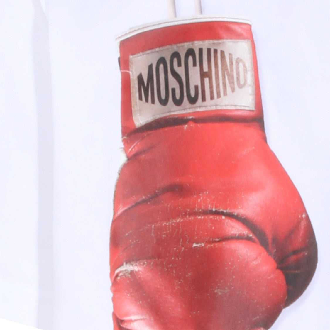 Moschino White Cotton T-Shirt With Boxing Gloves Print