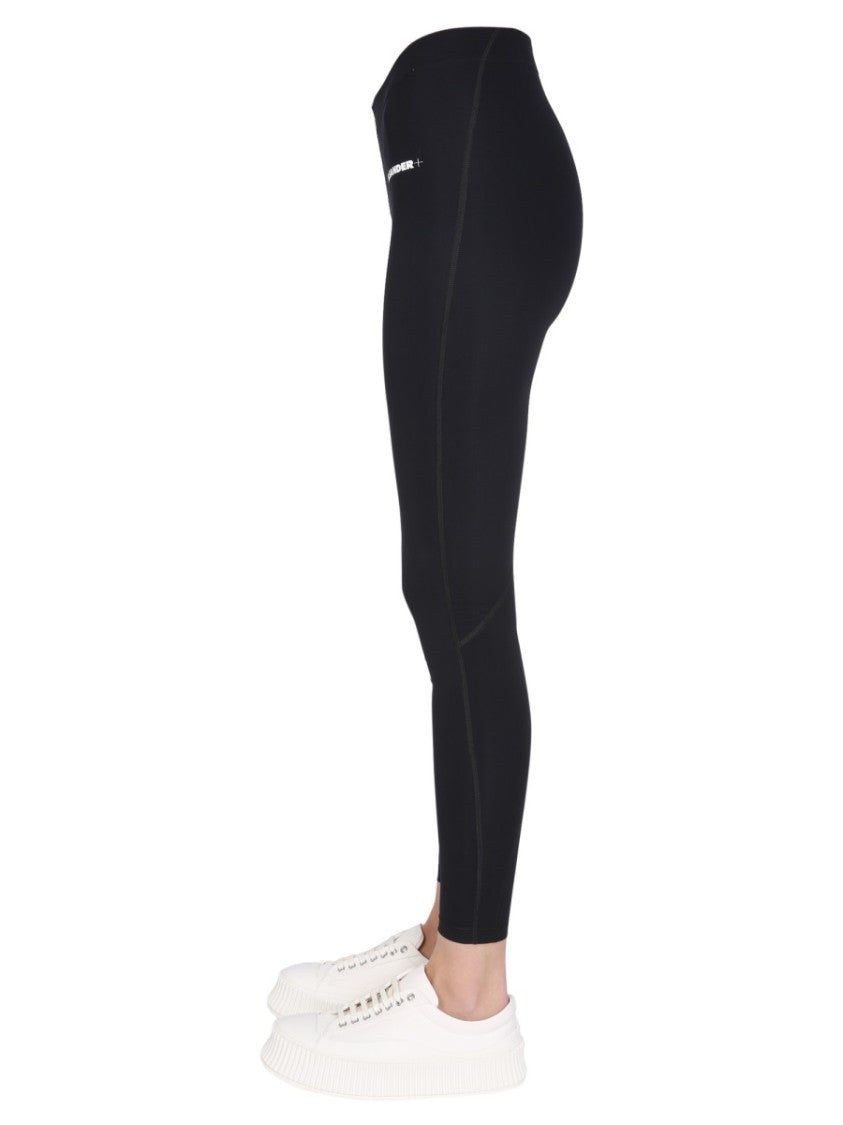 Jil Sander High-Waisted Black Logo Print Leggings